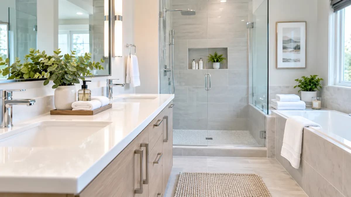 A spotless, freshly cleaned bathroom