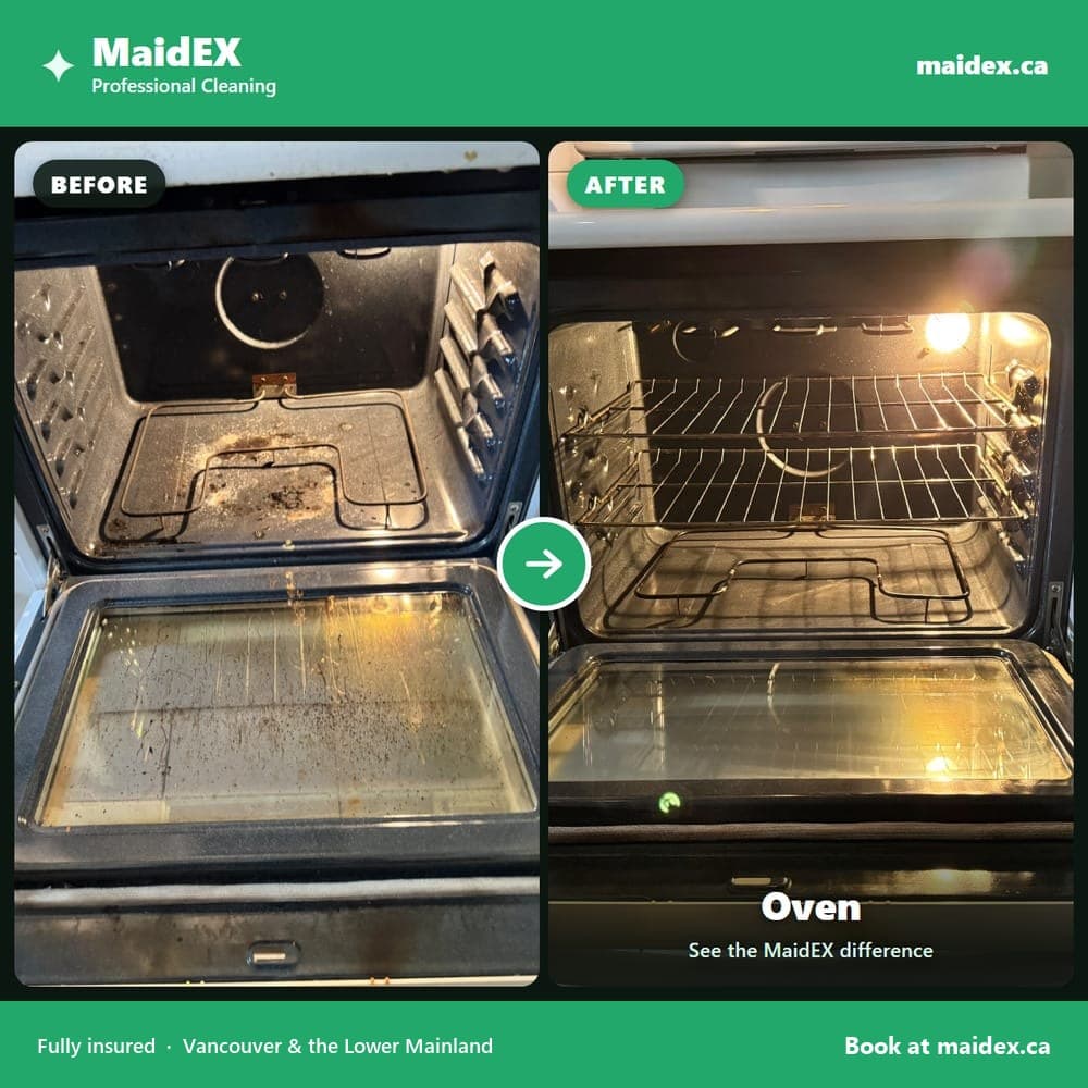 Inside the oven before and after a MaidEX clean