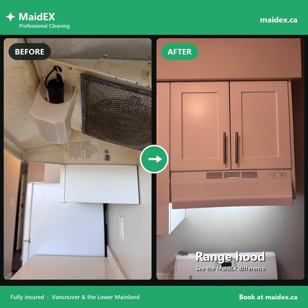 Range hood before and after a MaidEX clean