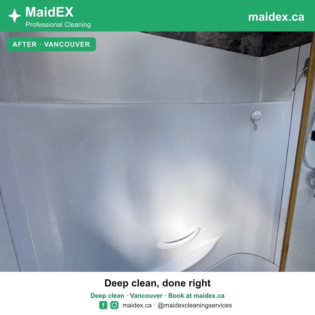 Shower stall left clean and spotless after a MaidEX deep clean in Vancouver