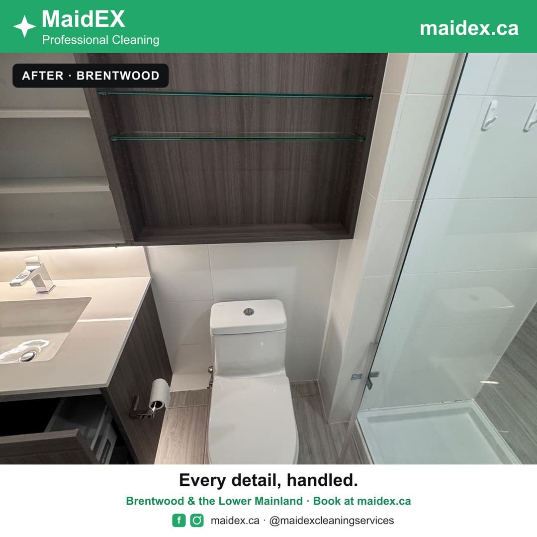 Detailed finishing touches after a MaidEX move-out deep clean in Brentwood, Burnaby