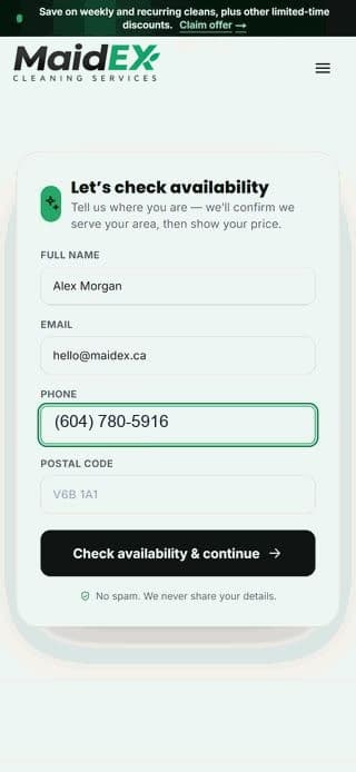 Booking a clean on MaidEX — quick and easy