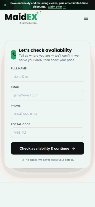 Booking a clean on MaidEX — quick and easy